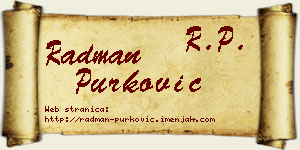 Radman Purković vizit kartica